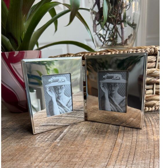 Restoration Hardware Silver Hinged Frame New Display Condition Double Frame - Picture 1 of 7